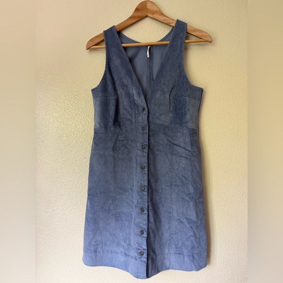 Free People Dresses & Skirts - Free People Blue Corduroy Button-Front Mini Dress